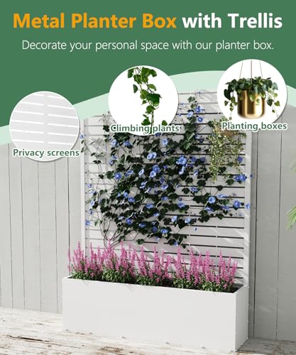 2PCS Metal Planter Box with Trellis
