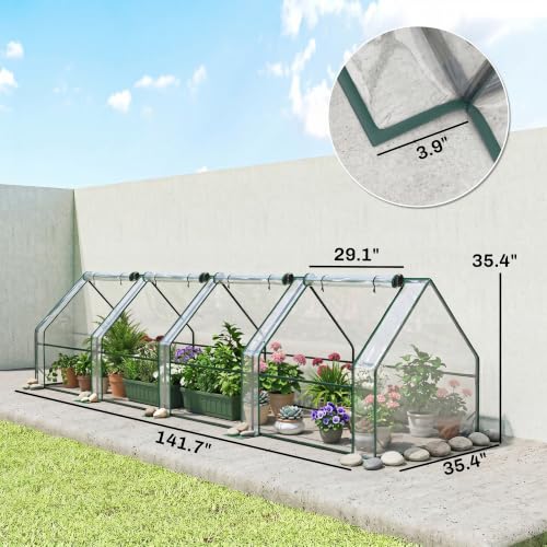 12' x 3' x 3' Mini Greenhouse Portable with Zippered Doors Clear (Clear / 12' x 3' x 3')