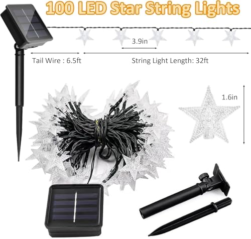 Twinkle Solar Star String Lights Outdoor Waterproof 39FT (Purple)