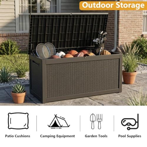 325 Gallon Outdoor Storage Box Waterproof Lockable Resin Deck Box Large (Black / 325 Gallon)