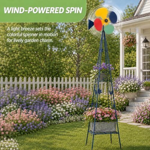 6FT Windmill for Yard Garden Decoration (Dark Blue)