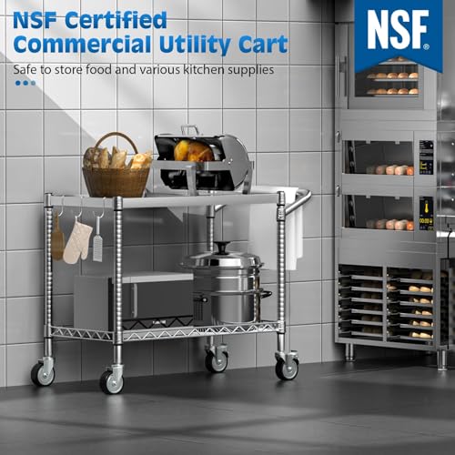 Utility Tool Cart with Wheel (2 Tier / 2-silver)