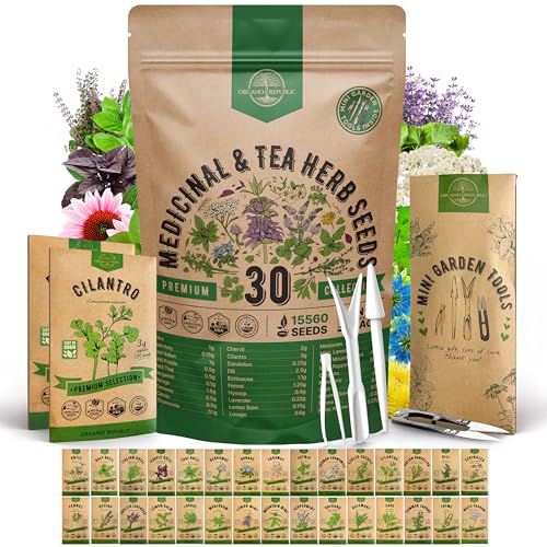 30 Medicinal & Tea Herb Seeds Variety Pack 15