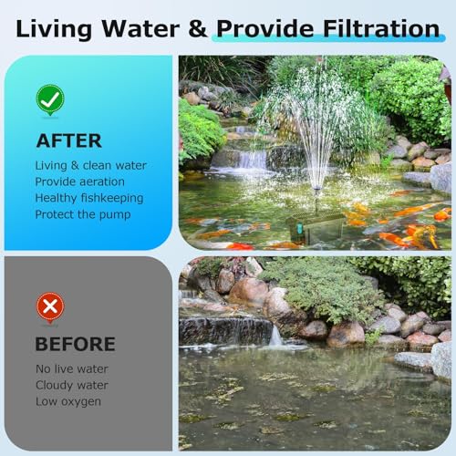 Pond Filter with 12W Solar Fountain Pump (Solar Powered 12W)