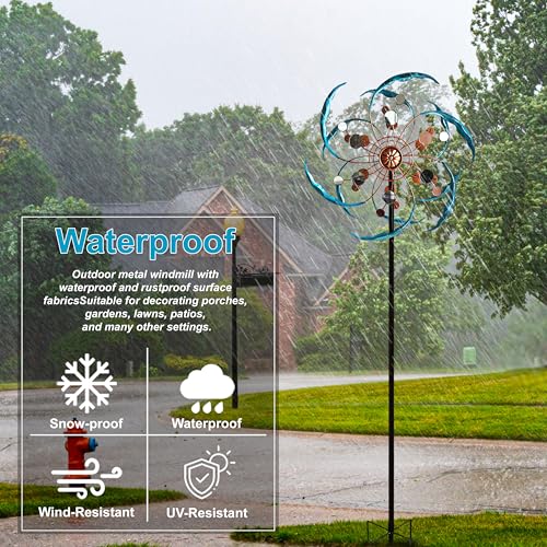 Senfalme Wind Spinners Outdoor Metal 360° Rotating (Lens Windmill)
