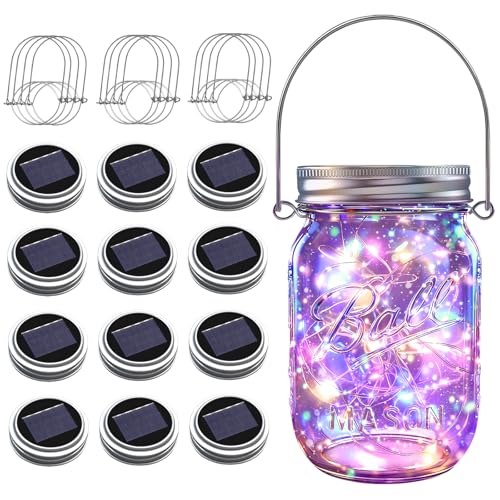 Mason Jar Solar Lights for Outside (12 Count)