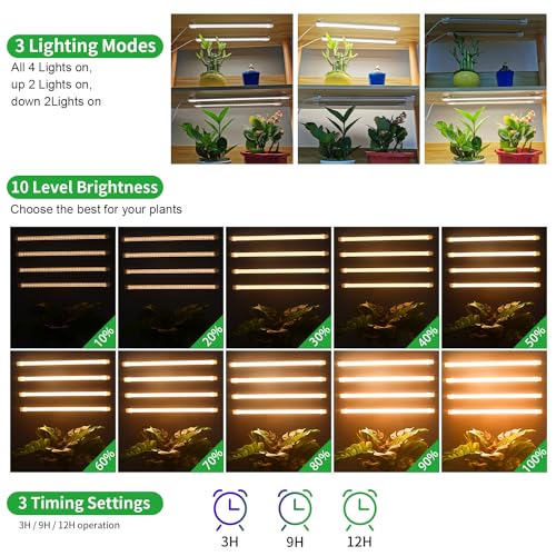 13 Inches Plant Growing Lamp Strips (Black Cabel 3500K / 4 Head 2 Pack)
