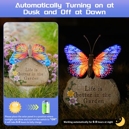 Solar LED Butterfly Garden Statue with Sparkling Light (Orange)