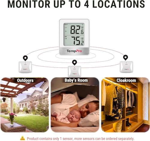 TempAir 500FT Indoor Outdoor Thermometer Wireless