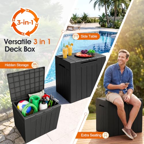 33 Gallon Resin Deck Box Outdoor Storage Boxes (Dark Black / 33 Gallon)