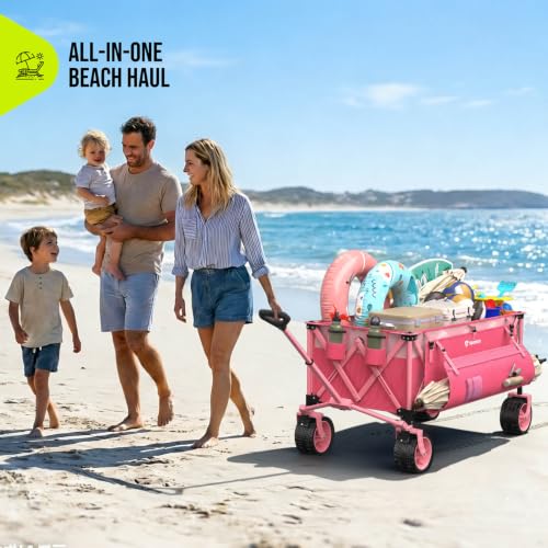 48'' Extra Large Collapsible Wagon with Big Wheels (Pink)