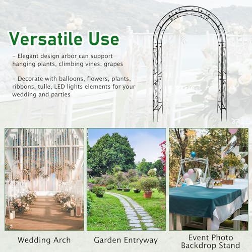 Garden Arbor Arch Archway for Wedding Ceremony Party (Black / 83.9x55.1x22.8)