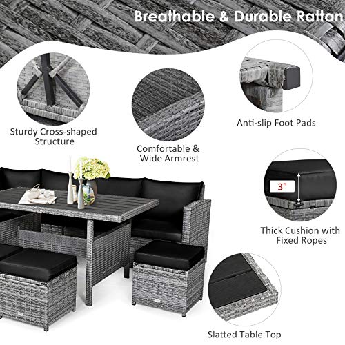 7 Pieces Patio Furniture Set (7 Pieces / Black)