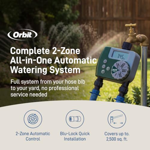 2-Zone All-in-One Automatic Watering System, DIY Lawn Kit - 50021 (Large Area)