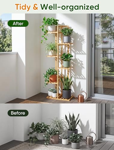 48 Inch Tall Bamboo Plant Stand for Indoor