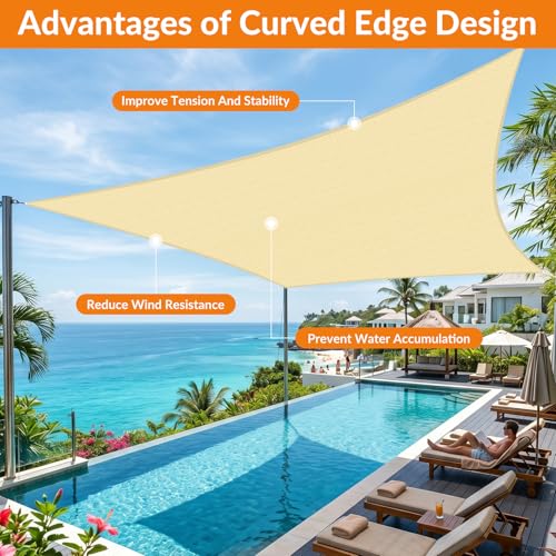 17'X17' Sun Shade Sail Beige Curved Square Customizable (Beige / 17'X17' custom)