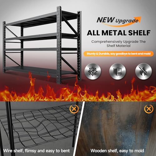 60” Wide Heavy Duty Metal Garage Shelving (Matte Black / 60"Wx24"Dx70" H)