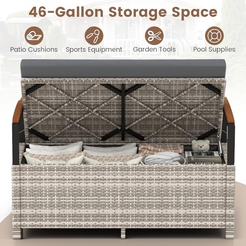 46 Gallon Outdoor Bench with Storage (Mix Grey & Grey / 46 Gallon)