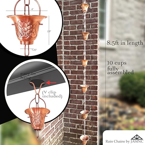 8.5 ft Grape Leaf Vineyard Cups Pure Copper (copper 8005)