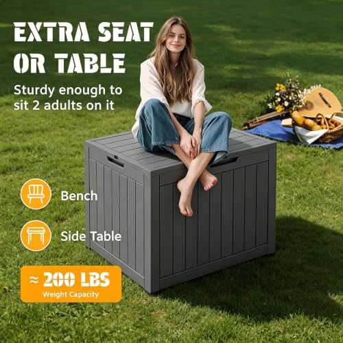 33 Gal Outdoor Storage Box Waterproof Lockable (33 Gallon / Charcoal Black)