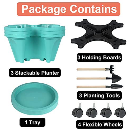 Vertical Planter Tower (Teal / 3 Tier)