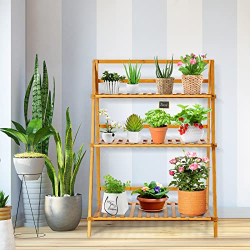 Foldable Bamboo Ladder Plant Stand