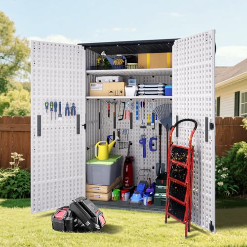50 CuFt Outdoor Storage Cabinet with Lockable Doors (50 CUFT / White)