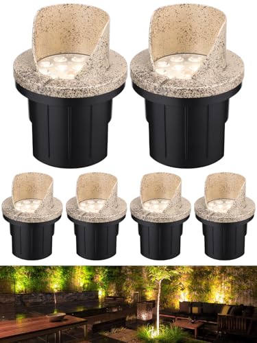 6 Pack Dia.4 Inch 3000K Well Lights Shielded Top Rock Color (Rock Color)