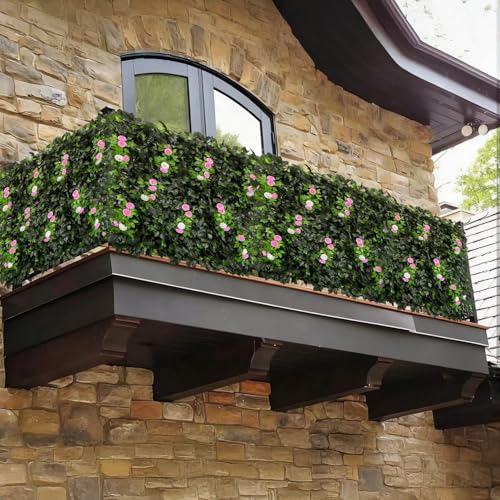 Artificial Expandable Ivy Privacy Fence Screen (BRANCH-MIXED FLOWER)