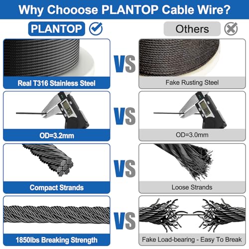 1 8" Black Stainless Steel Cable for Deck Cable Railing kit (1/8" / 120FT)