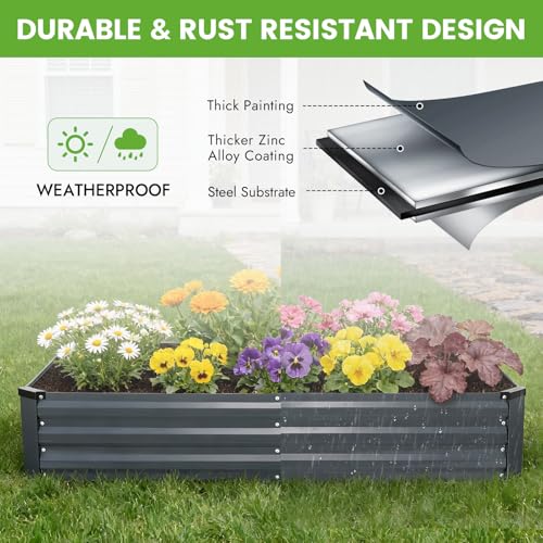 Galvanized Raised Bed (Gray / 6x3x1ft(2 pack))