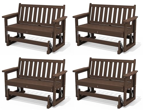 HDPE Outdoor Glider Bench Set of 4 (Coffee / 4 Pack)