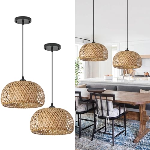 Bamboo Pendant Light (2 pack-Round Shape)