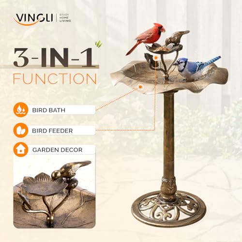Pedestal Bird Bath (Copper Floral)
