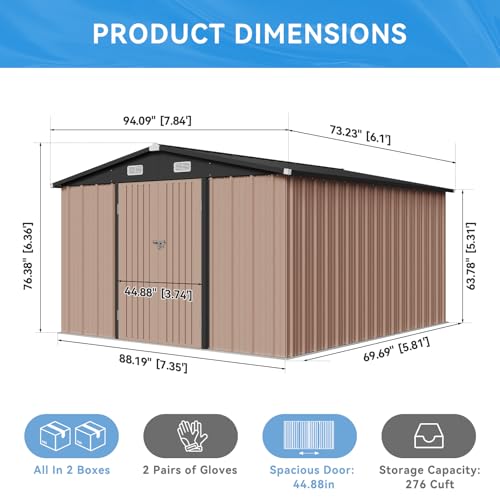 8x6 FT Outdoor Storage Shed (Brown / 8'x6')