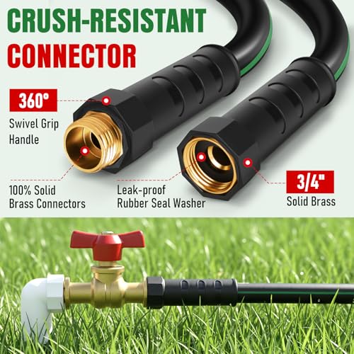 Heavy Duty Garden Hose 49ft (Black+Green / 49ft)