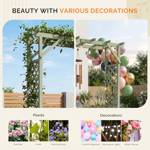 Wooden Garden Arbor with Planter (Olive Green)