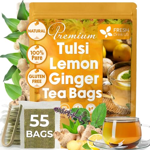 Premium 55 Tulsi Lemon Ginger Tea Bags (55 Tea Bags)