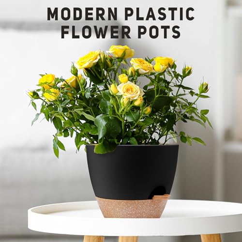 12 inch Large Self Watering Plant Pots (Black / 12 Inch)