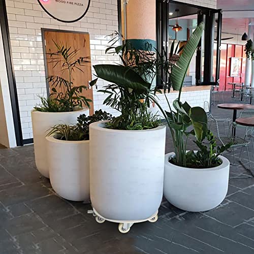 Plant Stand with Wheels (12" round white)