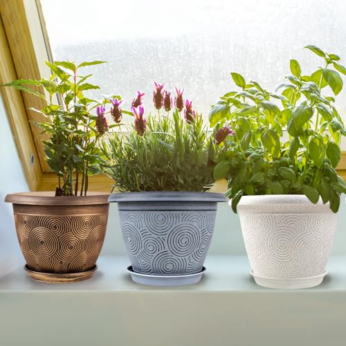 8 Inch Flower Pots Planters for Indoor Outdoor Plants (Blue / 8 inch-4 pack)