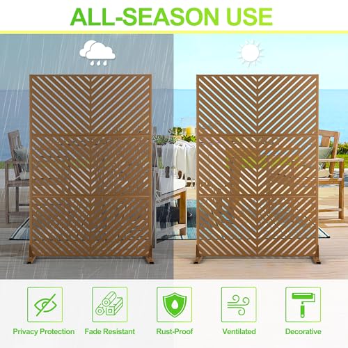 Metal Outdoor Privacy Screen (72" H×47" W / Brown Parallel)