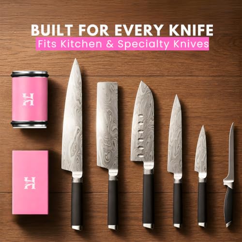 Rolling Knife Sharpener Kit with Diamond & Ceramic Disc (Pink)