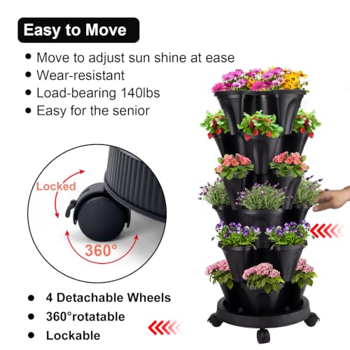 Vertical Planter Tower (Black / 6 Tier)