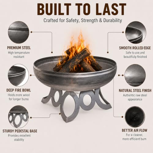 Liberty 24” Wood Burning Fire Pit Carbon Steel with Circular (Circular Base / 24" Diameter)