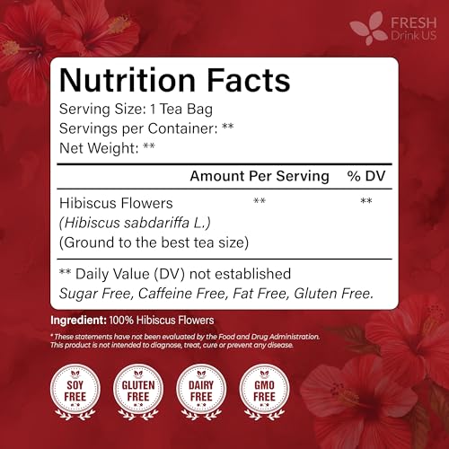 Premium 115 Hibiscus Flowers Tea Bags (120 Tea Bags)