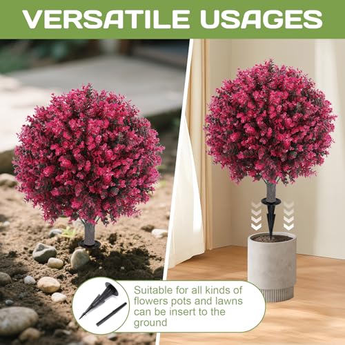 Set of 2 Artificial Red Eucalyptus Topiary Ball Tree (Red Eucalyptus)
