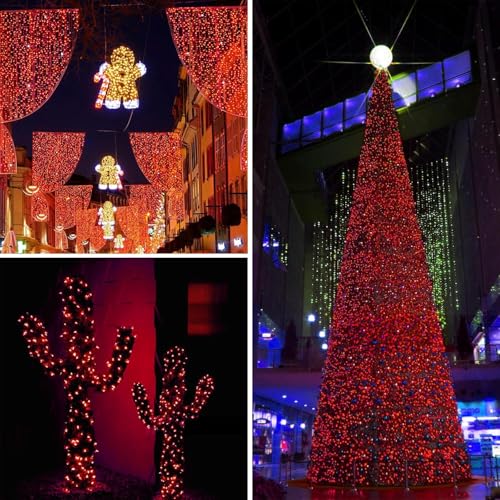 2pack 500LED Solar String Lights Outdoor Waterproof Red & White (Red & Cool White / 2PK-500LED)