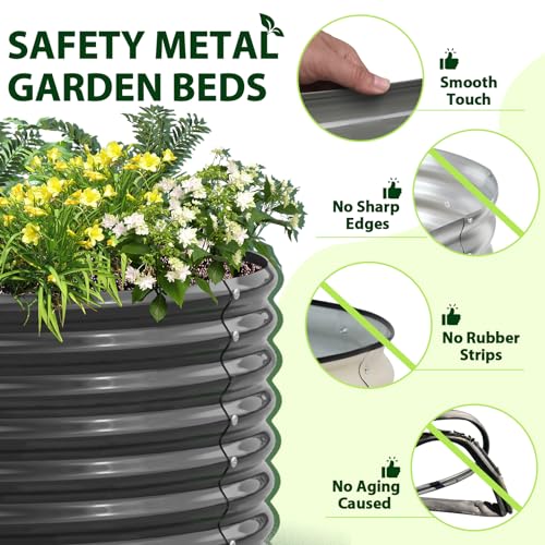 Anleolife 8 Bed 6x3x2ft Oval Galvanized Raised Garden Beds (Set of 8 / 0108-grey)