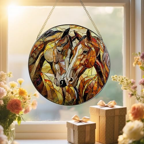 Stained Glass Window Hanging (Horses)